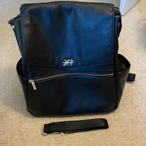Freshly Picked Black Leather Diaper Bag / backpack